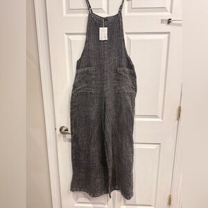 Black Linen Overalls